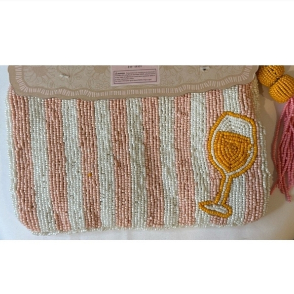 🔹️ Wandering Moon India Handmade Stripped Beaded "Sprtiz Please" Coin Pouch - Picture 2 of 7